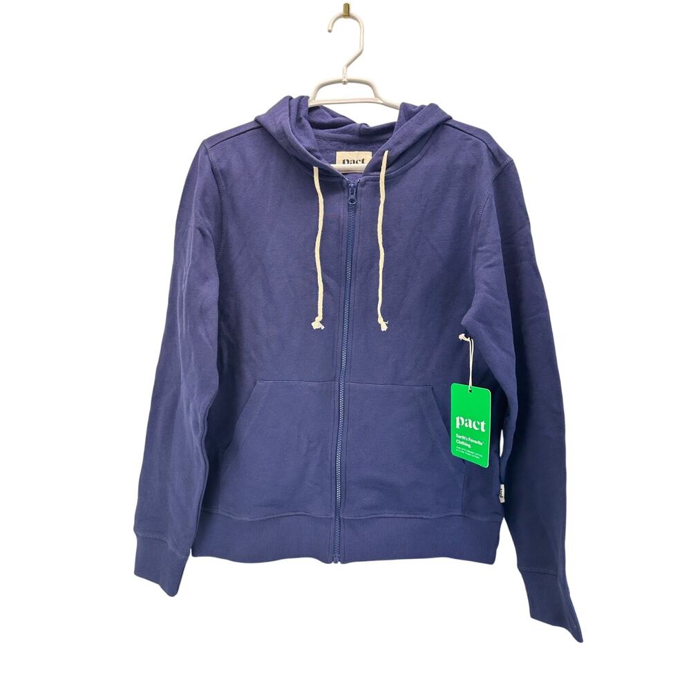 NWT Pact Full Zip Hoodie Sweatshirt Blue Purple Large Travel Comfy Leisure